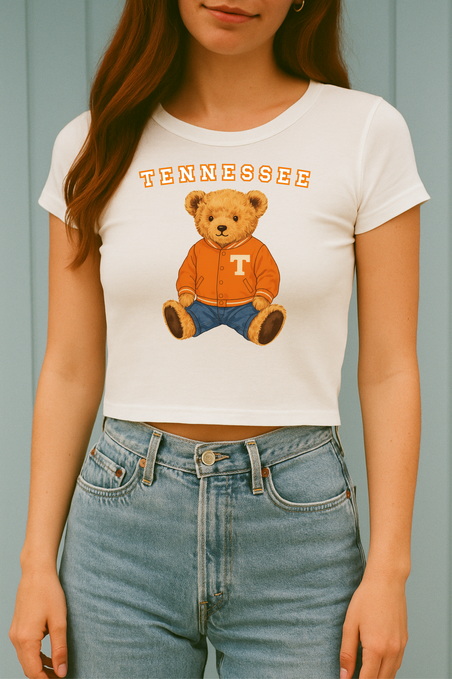 Tennessee Varsity Bear Organic Rib Baby Tee