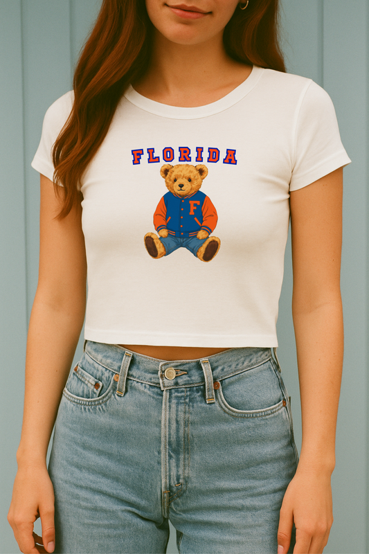 Florida Varsity Bear Organic Rib Baby Tee